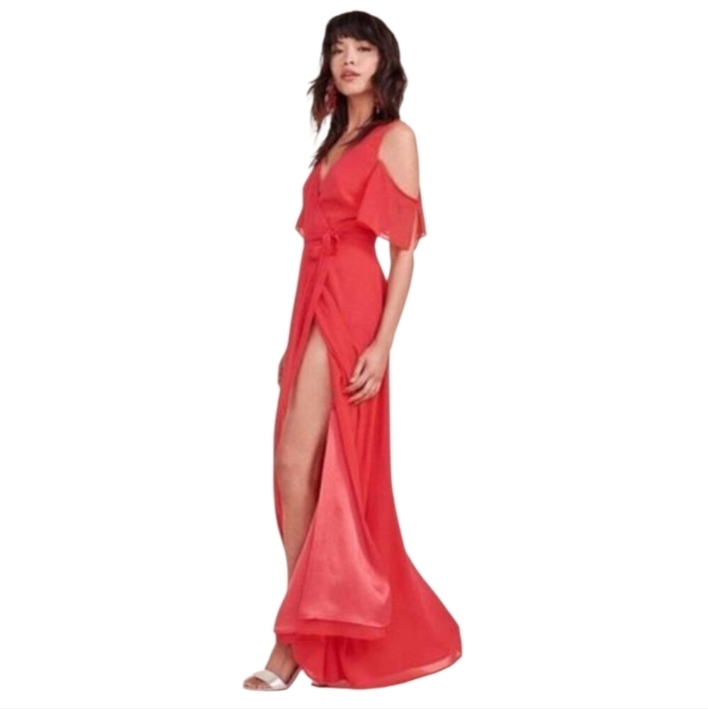 BB Dakota RSVP Maxi Wrap Dress Deep V-Neck Ethereal Fairycore Romantic Sz S